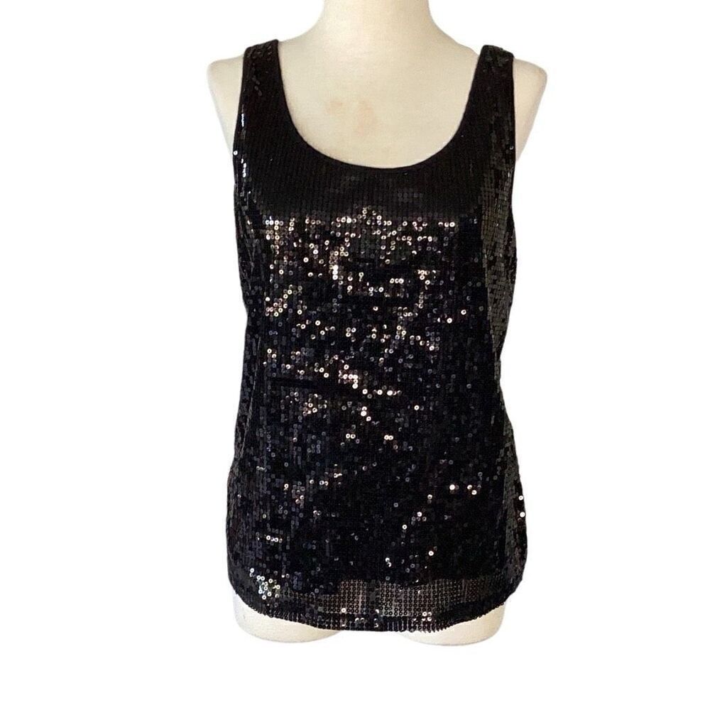 Lane Bryant Black Sequin Tank Top Shell Stretch Women’s 14/16